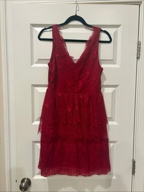 Annabella Red Lace Sleeveless Dress